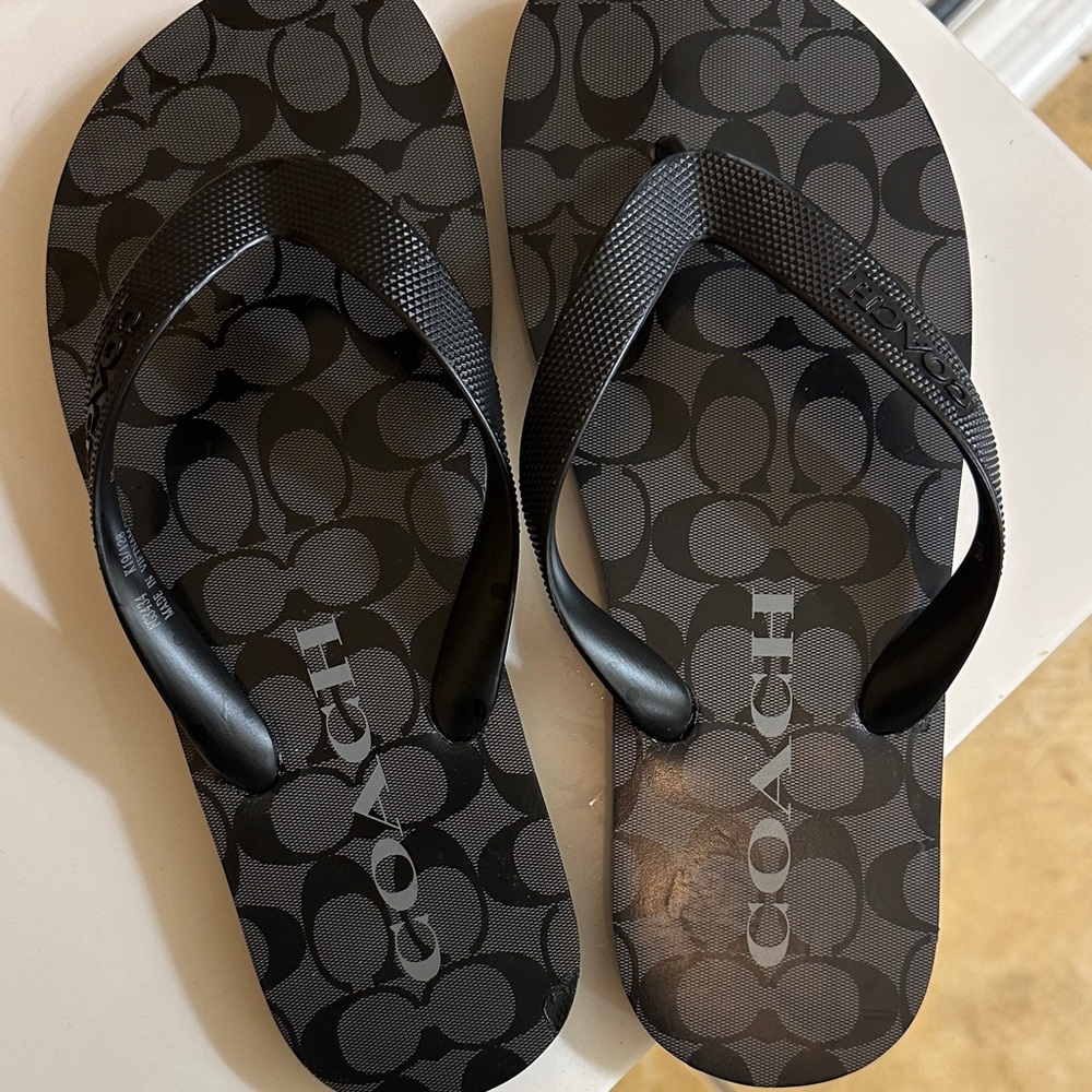 Coach Black Rubber Flip Flops